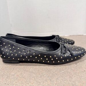 Schultz Arissa Women Black Studded Ballet Flats 6.5 Anthropologie Slip-on Shoes